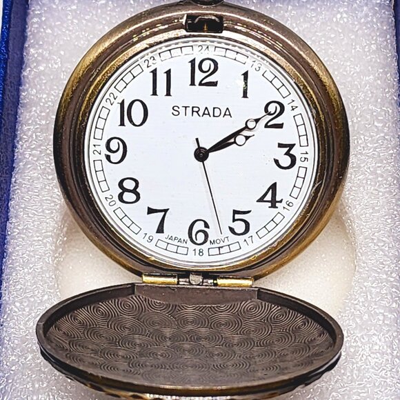 Strada Men's Golf ball pocket watch w/chain Japanese Movement 31 inches - Picture 1 of 6